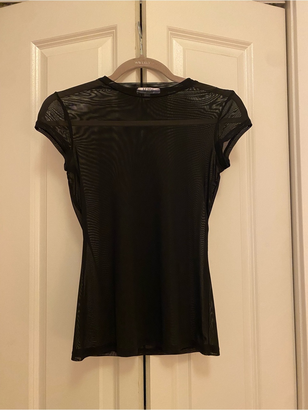 Black Sheer Cap-Sleeve Top